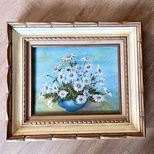 1982 Dorothy Huff ~ Original Signed White Daisy Framed Oil Painting‎ 20" x 17"